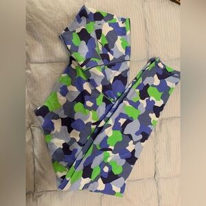 Aerie Medium Blue and Green Camouflage Leggings spring colorful comfy